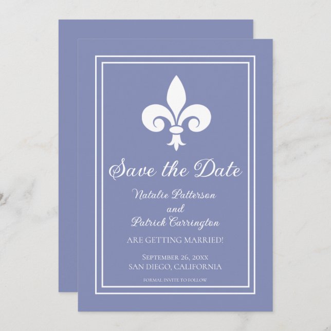 Periwinkle Lilie Save the Date Invite Einladung (Vorne/Hinten)