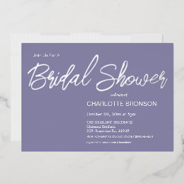 Periwinkle Minimalistisch Script Brautparty Silver Folieneinladung