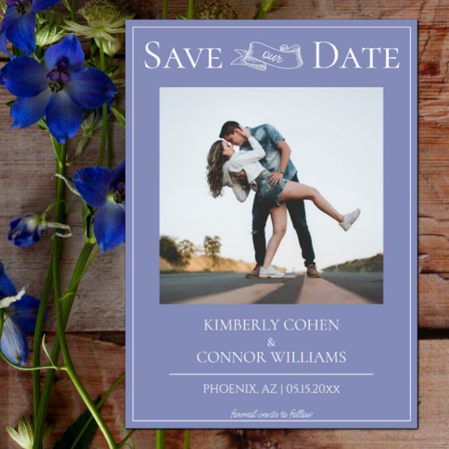 Periwinkle Modernes Foto Save the Date (Periwinkle Modern Photo Save the Date)
