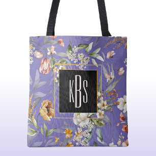 Periwinkle Monogram Fine Art Florals Shoulding Tas