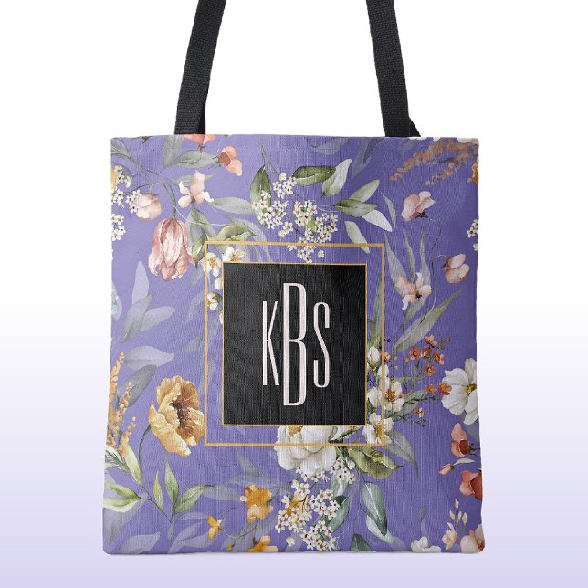 Periwinkle Monogram Fine Art Florals Shoulding Tas (Von Creator hochgeladen)