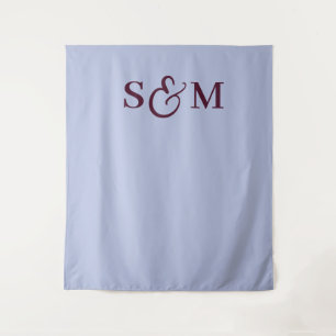 Periwinkle-Monogramm-Skript-Et-Zeichen-Hochzeit Wandteppich
