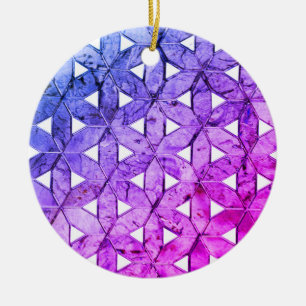 Periwinkle Mosaik-Blume des Lebens Keramik Ornament