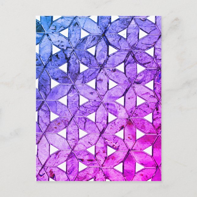 Periwinkle Mosaik-Blume des Lebens Postkarte (Vorderseite)
