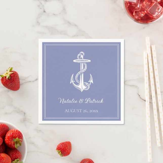 Periwinkle Nautical Anchor Wedding Paper Napkins Serviette (Beispiel)