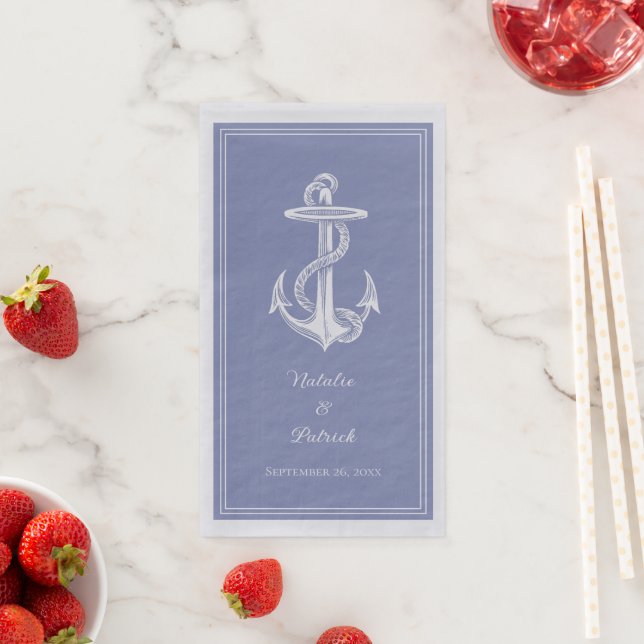 Periwinkle Nautical Anchor Wedding Serviette (Beispiel)