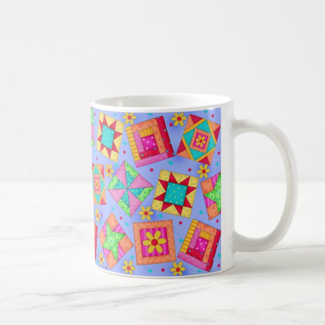 Periwinkle Patchwork Quilt Art Tasse (Rechts)
