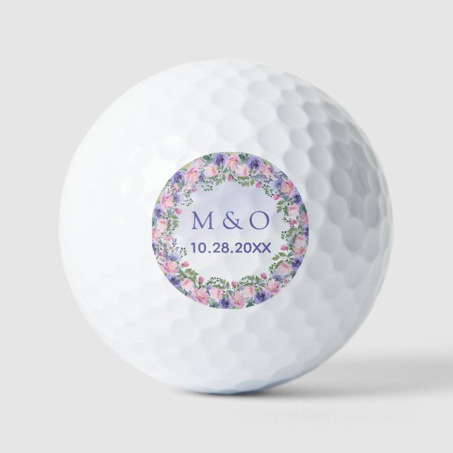 Periwinkle Pink Aquarell Gastgeschenk Hochzeit Golfball (Vorderseite)