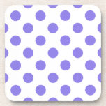 Periwinkle-Polka-Punkte Getränkeuntersetzer<br><div class="desc">Periwinkle polka Punkte auf weißem Hintergrund</div>