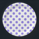 Periwinkle-Polka-Punkte Pappteller<br><div class="desc">Periwinkle polka Punkte auf weißem Hintergrund</div>