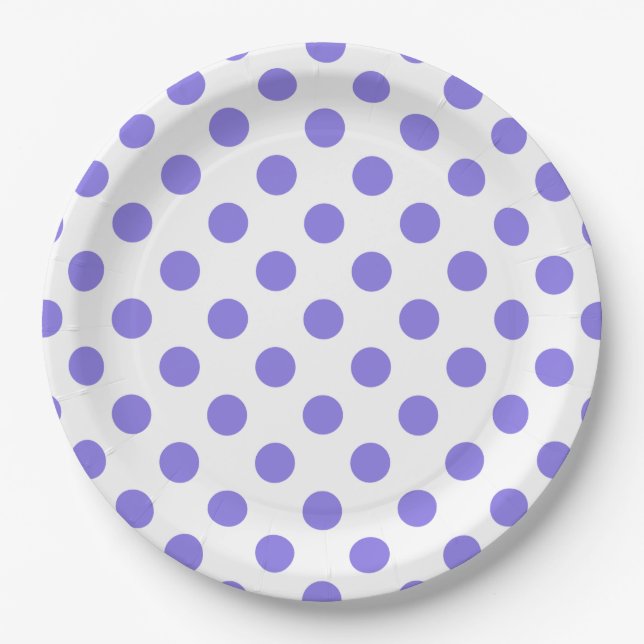Periwinkle-Polka-Punkte Pappteller (Vorderseite)