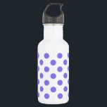 Periwinkle-Polka-Punkte Trinkflasche<br><div class="desc">Periwinkle polka Punkte auf weißem Hintergrund</div>