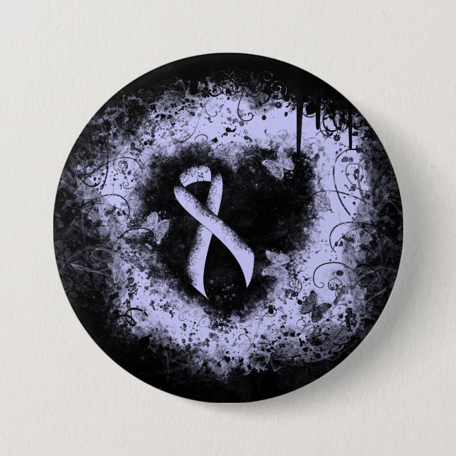 Periwinkle Ribbon Grunge Herz Button (Vorderseite)