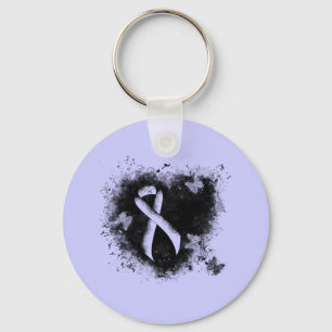 Periwinkle Ribbon Grunge Herz Schlüsselanhänger