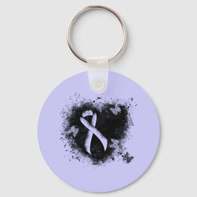 Periwinkle Ribbon Grunge Herz Schlüsselanhänger (Vorderseite)