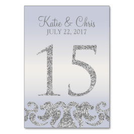 Periwinkle Silver Glitzer Look Tischnummern-15 Tischnummer