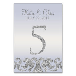 Periwinkle Silver Glitzer Look Tischnummern-5 Tischnummer