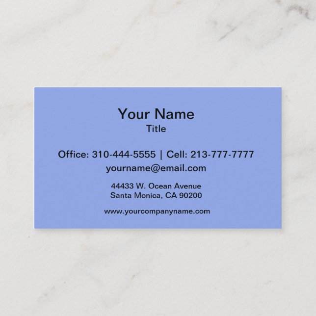 Periwinkle Solid Color Visitenkarte (Rückseite)