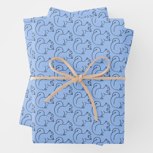 Periwinkle Squirrel Chic Wrapping Paper Geschenkpapier Set (Beispiel)