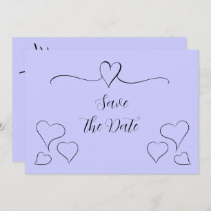 Periwinkle und Extravagante Kalligraphieherzen Save The Date