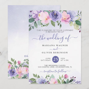 Periwinkle und Pink Watercolor Floral Wedding Invi Einladung