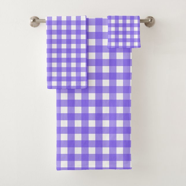 Periwinkle und weißer Gingham Badhandtuch Set (Insitu)