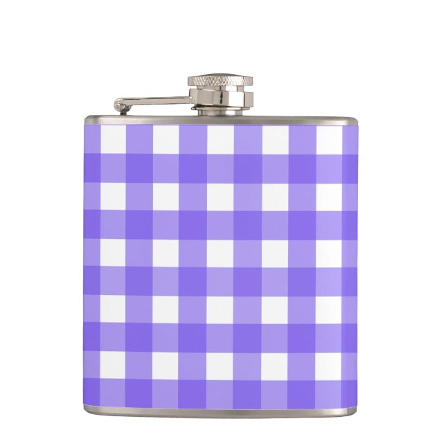 Periwinkle und weißer Gingham Flachmann (Vorderseite)