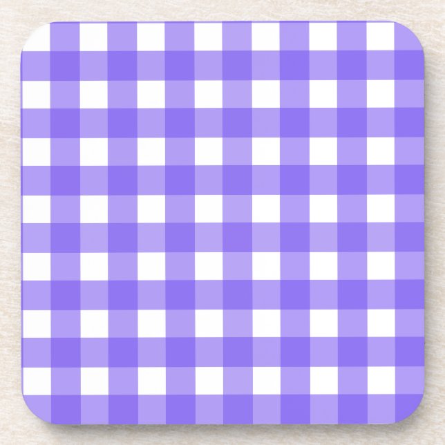 Periwinkle und weißer Gingham Getränkeuntersetzer (Vorderseite)