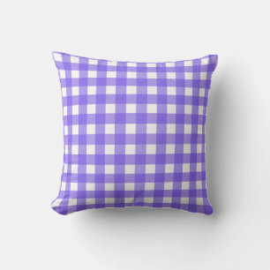 Periwinkle und weißer Gingham Kissen