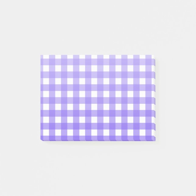 Periwinkle und weißer Gingham Post-it Klebezettel (Vorderseite)