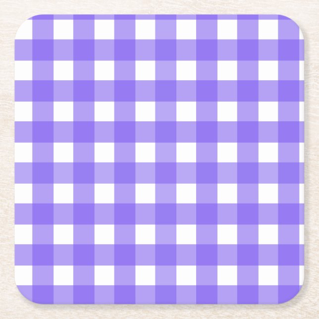 Periwinkle und weißer Gingham Rechteckiger Pappuntersetzer (Vorderseite)