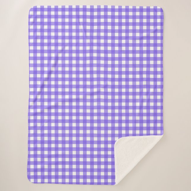 Periwinkle und weißer Gingham Sherpadecke (Vorderseite)