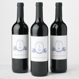 Periwinkle Vintages Monogram Wappen Weinetikett