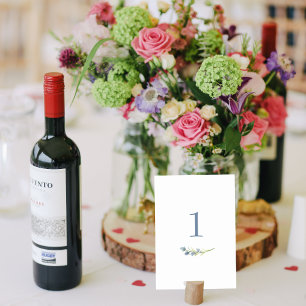 Periwinkle Watercolor Floral Steppkarte Tischnummer