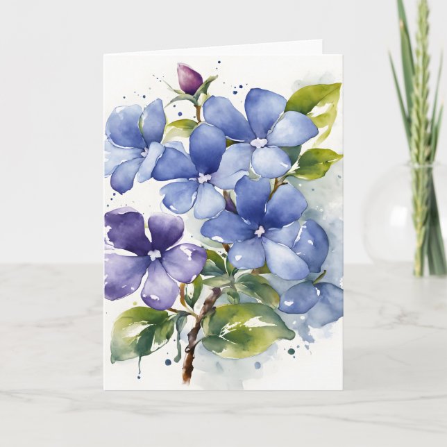 Periwinkle - Watercolor flowers Karte (Vorderseite)