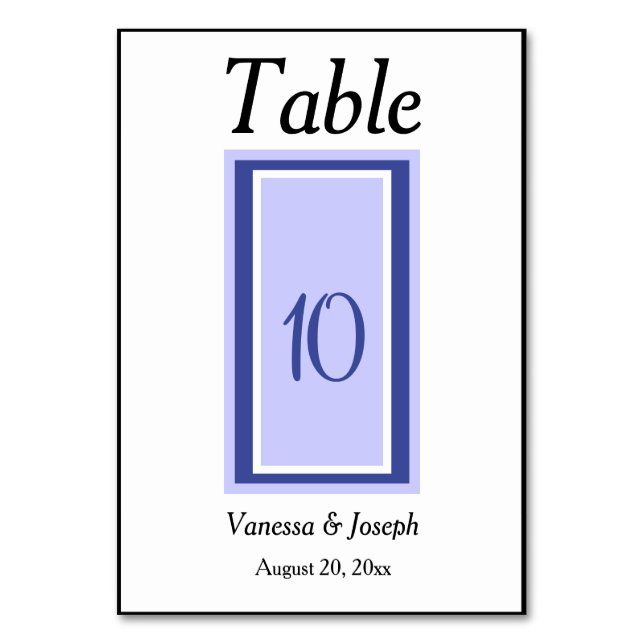 Periwinkle Wedding Table No. Tischnummer (Vorderseite)