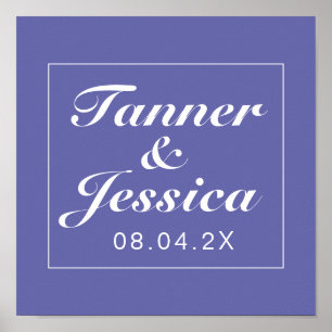 Periwinkle & White Minimalistische Hochzeitssignat Poster