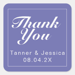 Periwinkle & White Modern Minimalistisch Danke Quadratischer Aufkleber