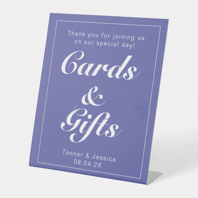 Periwinkle & White Modern Minimalistischer Geschen Sockelschild (Vorderseite)