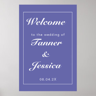 Periwinkle & White Modern Wedding Willkommen Poster