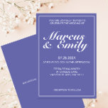 Periwinkle & White Moderne Minimalistische Hochzei Einladung<br><div class="desc">Moderne,  minimalistische und trendige Hochzeitsfeiern laden mit einer Farbpalette von 2022 im periwinkelblauen Hintergrund ein. Weiße,  anpassbare Textblöcke in modernen Schriftart</div>