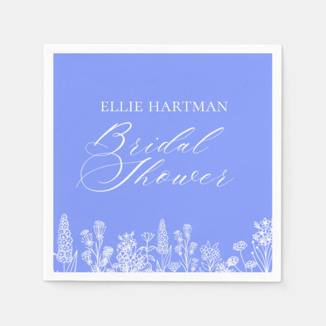 Periwinkle Wildblume Brautparty Serviette (Vorderseite)