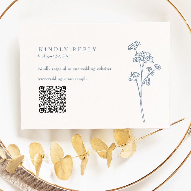 Periwinkle Wildblume QR Code Wedding RSVP (Von Creator hochgeladen)