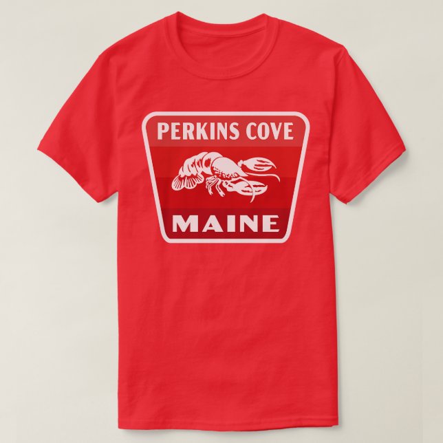 Perkins Cove Maine Retro Abzeichen Red T-Shirt (Design vorne)