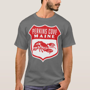 Perkins Cove Maine Retro Shield Red T-Shirt