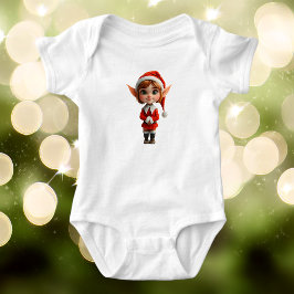 Perky Girl Christmas Elf Baby Bodysuit Strampler