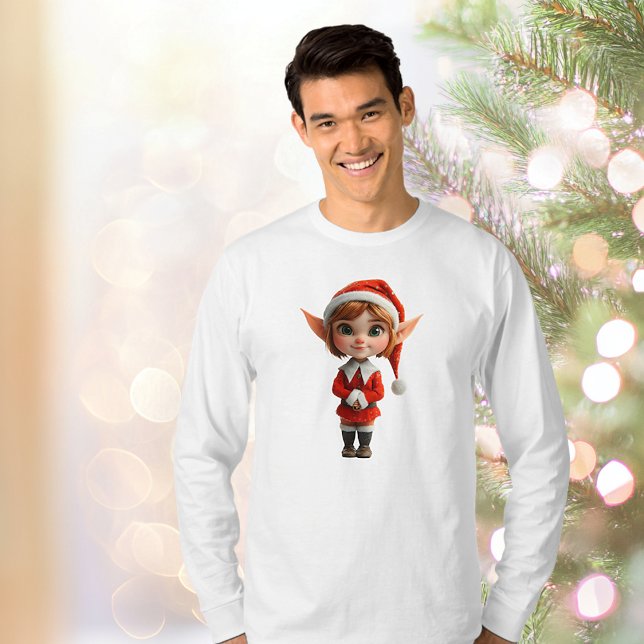 Perky Girl Christmas Elf Men-T-Shirt T-Shirt (Von Creator hochgeladen)