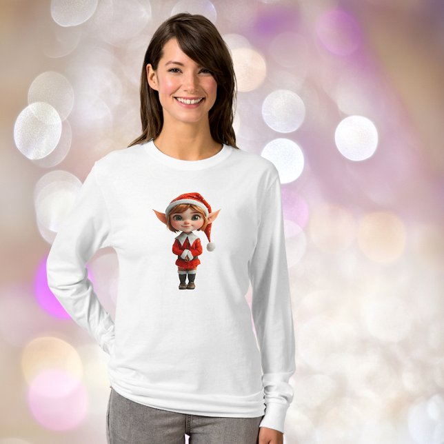 Perky Girl Weihnachts-Elf-T-Shirt T-Shirt (Von Creator hochgeladen)