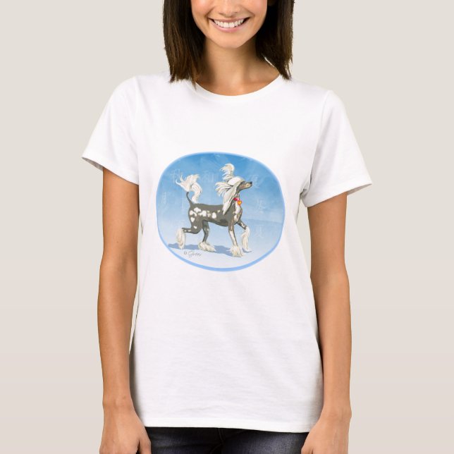 Perky Hairless Chinese Crested Hund T Shirts (Vorderseite)