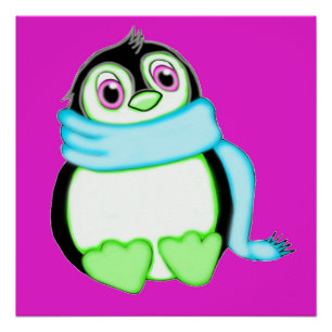 Perky Pguin Pink Poster